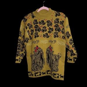 Vintage 80's / 90's Oversized Yorkie Dog Sweater size L